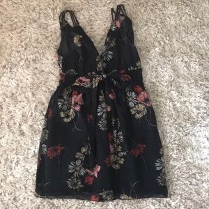 Floral Flowy Black mini dress